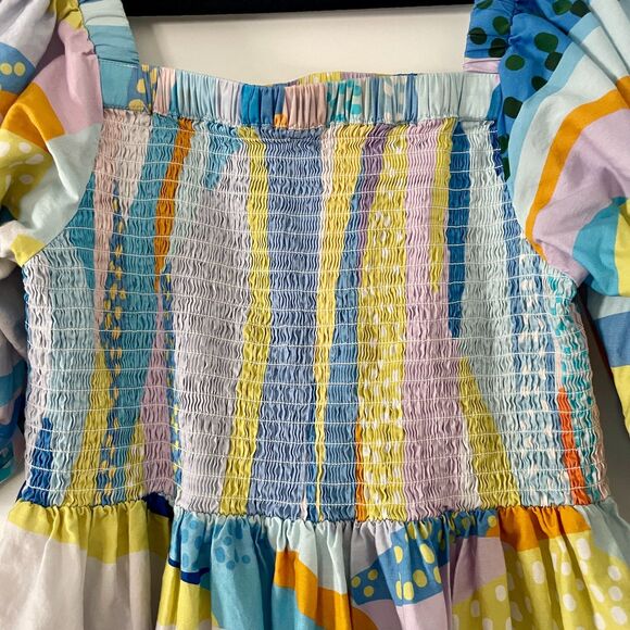 Jessie Zhao Landscape Smocked Cotton Silk Midi Dress Size S (Orig. $178) - Picture 7 of 8